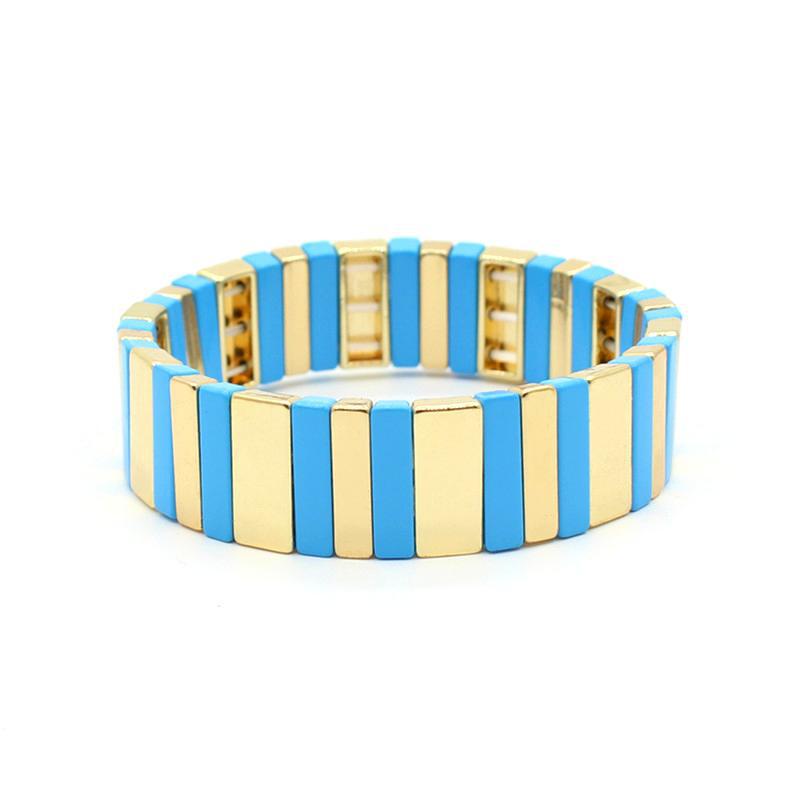 Pulseras de arco iris rectangulares geométricas de aleación de aleación al por mayor